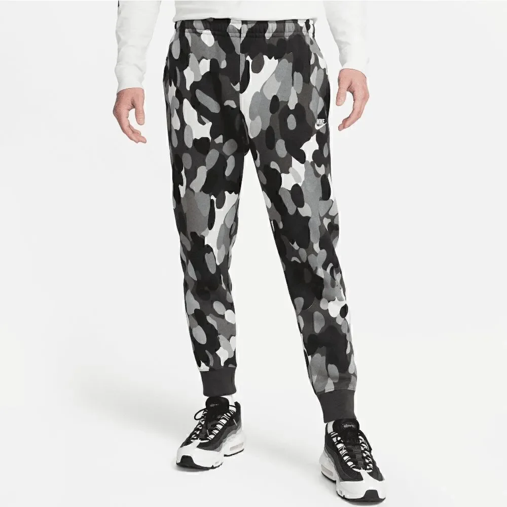 Nike Sportswear Club Fleece Joggers Pants Men's M Camo Black Grey FB9023-060